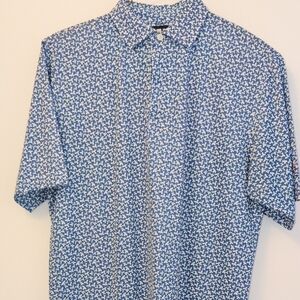 FootJoy Blue and White Floral Polo Shirt Size Medium